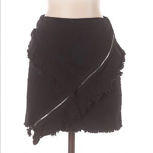 🍁 Fashion Nova Black Frayed Zipper Denim Skirt
